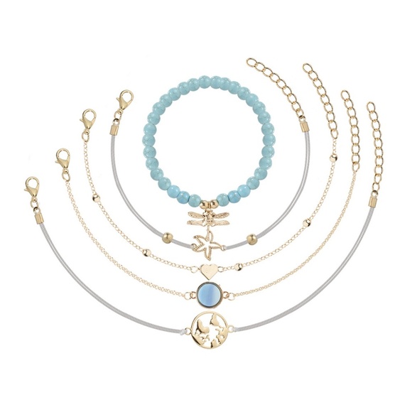 **DARCIE* 5-Pc Blue Dragonfly Fashion Bracelet Set - Picture 5 of 8